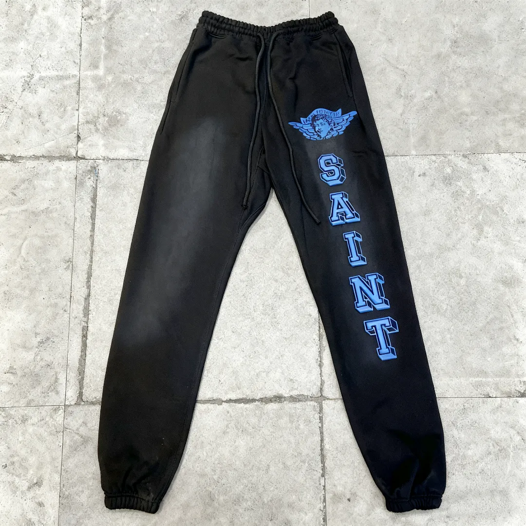 Saint Michael's trendy retro angels letters with old washed angel vintage loose casual loose sweatpants and trousers Style number: SM632 Size: S-M-L-XL Color: black blue-black red-blue yellow Price: P236
